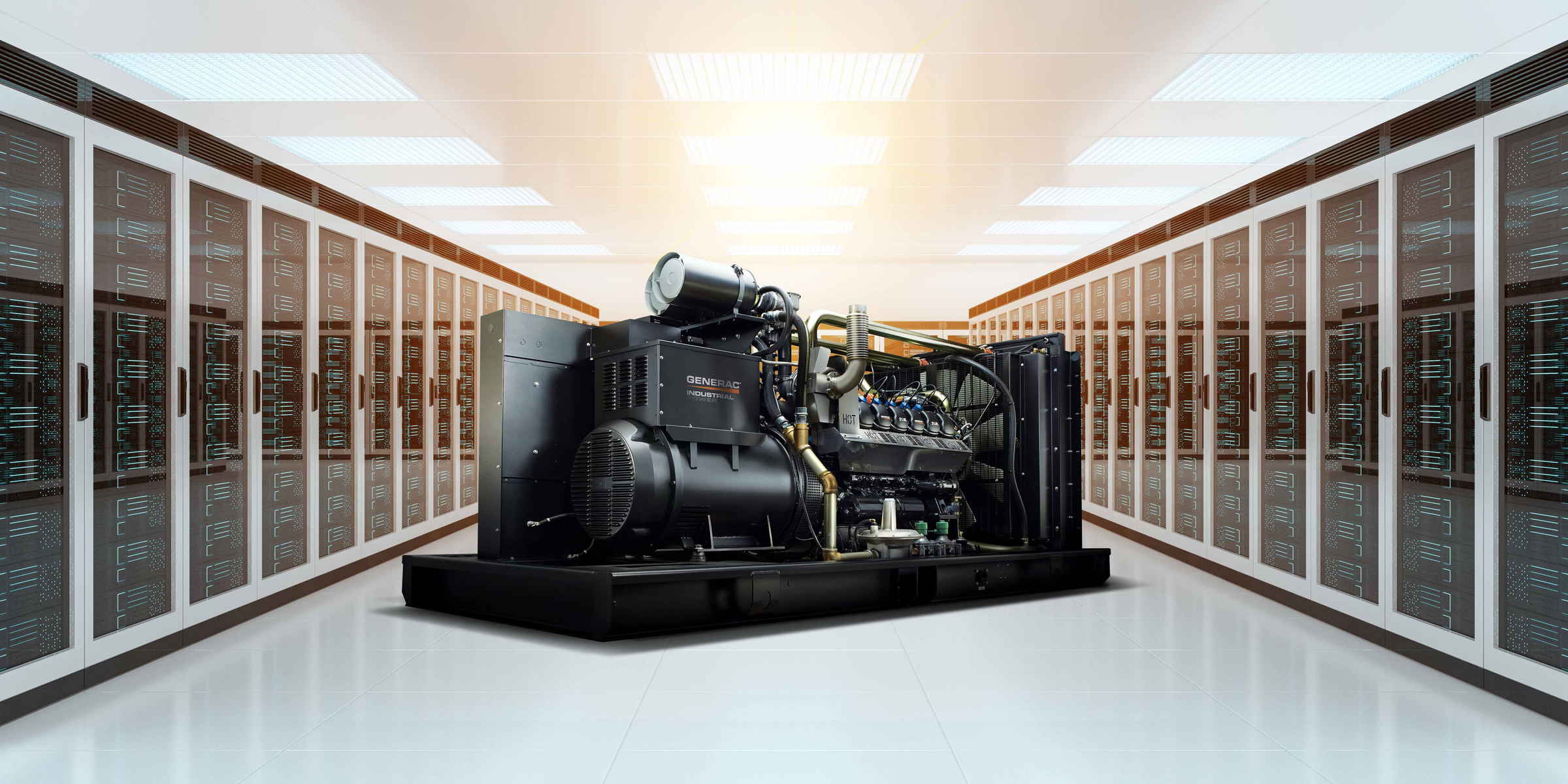 Gerador instalado em sala de data center