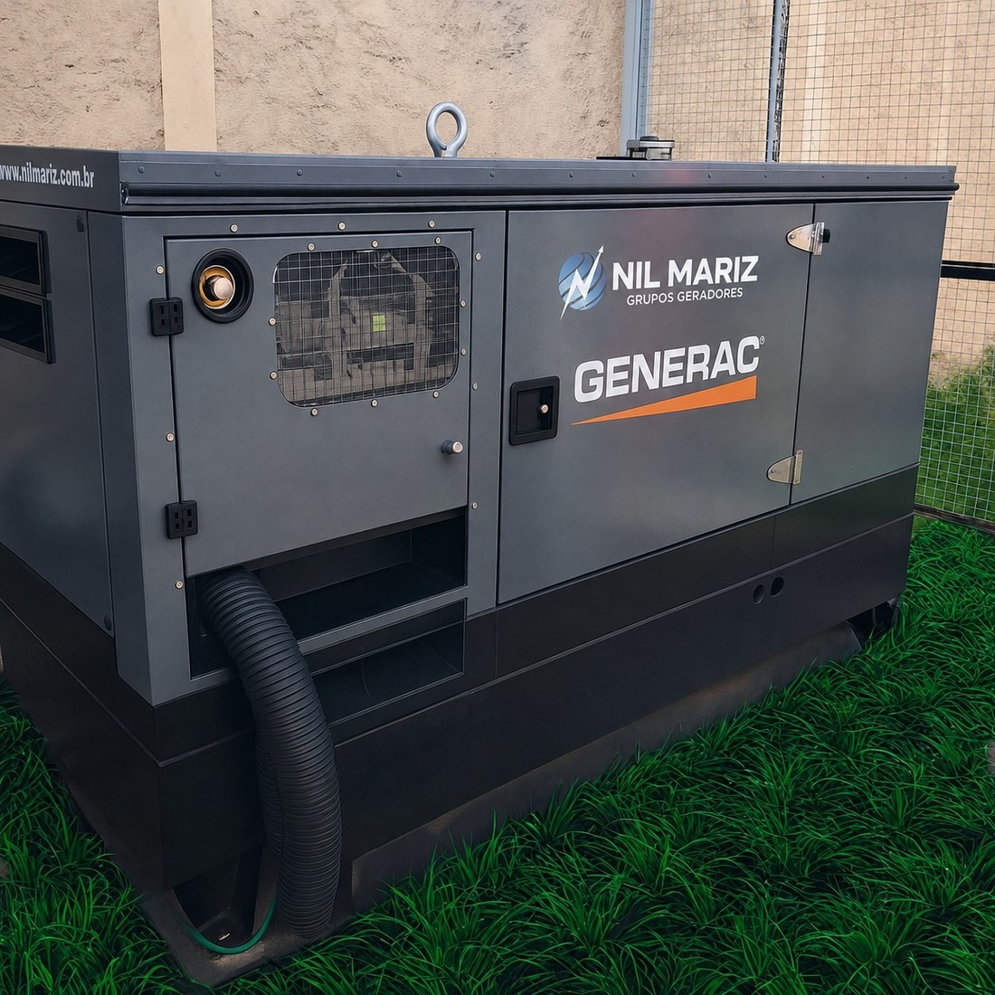 Gerador a diesel Nilmariz e Generac instalado em área externa